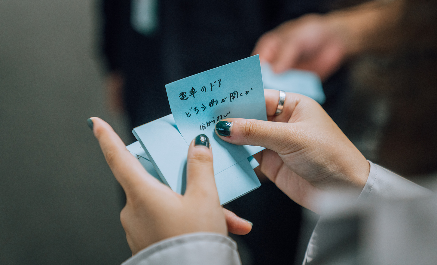 Holding some notes in the hands